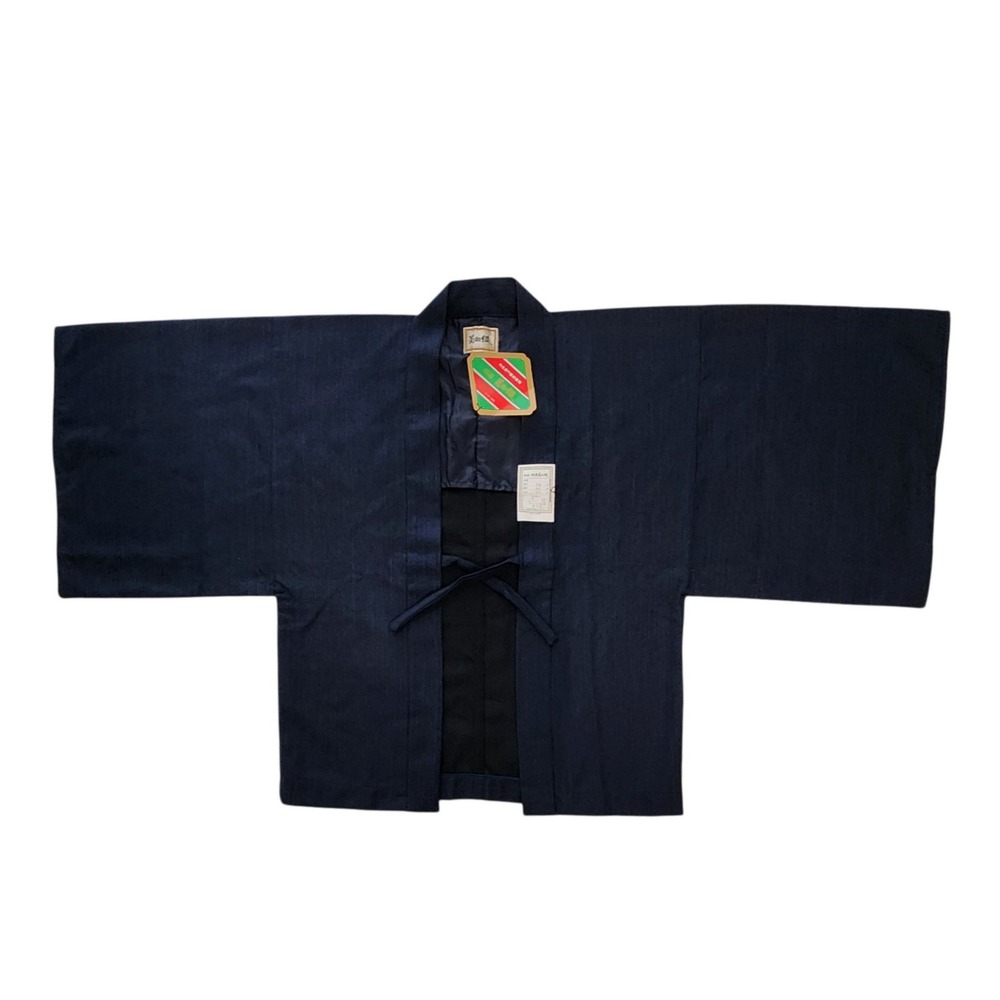 Kanebo Chabaori Kimono Jacket Mens One Size Blue Striped Wool Blend Traditional